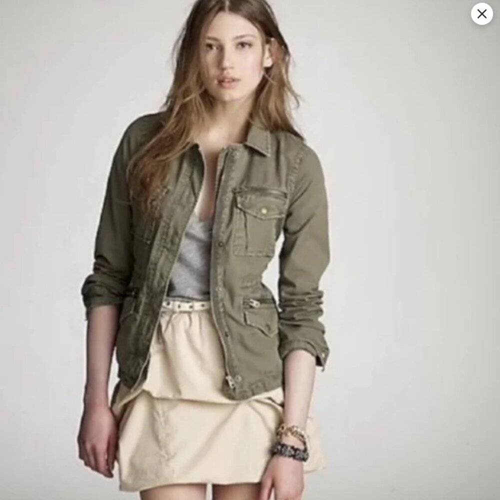 2/$30 J.Crew Army Green Utility Zip & Snap Jacket Sz. XS #2260